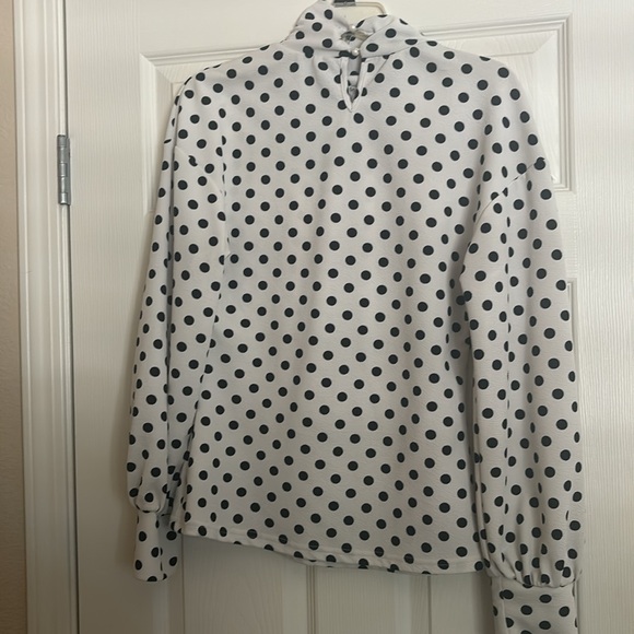 Black and white polka dots mock turtleneck - Picture 4 of 5